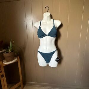Zaful dark blue knit strappy and adjustable bikini NWT